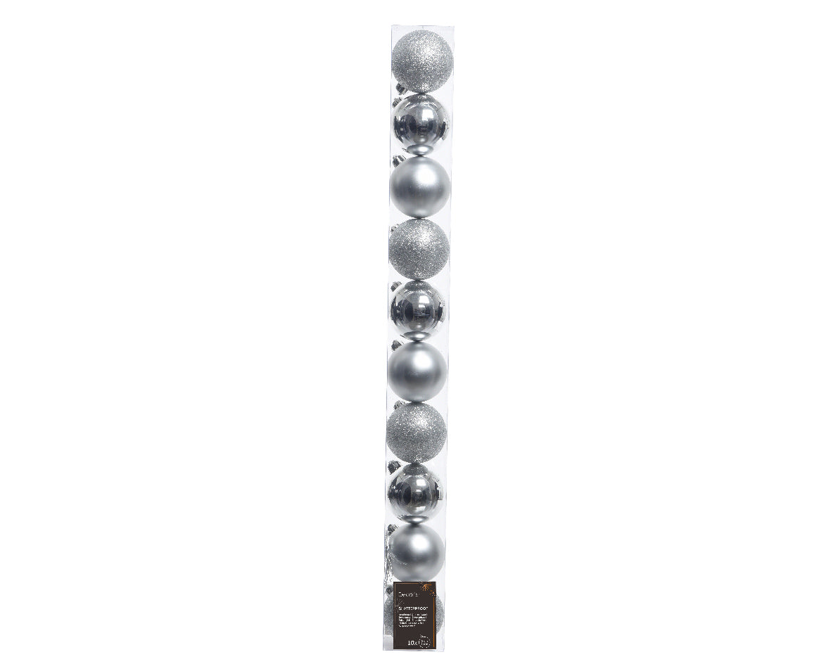Ornements élégants incassables assortis - Lot de 10 - Argent
