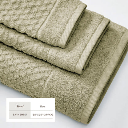 Cotton Diamond Waffle Weave Bath Towel Set