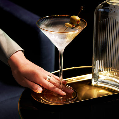 the Gold Rim Rippled Crystal Martini Glasses Set