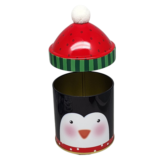 Gift Tin with Pom Pom Hat - Penguin - Tampa Home & Garden Store