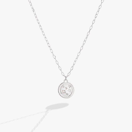 Libra Zodiac Precious Necklace by ALEX AND ANI, silver-tone chain with round charm on Tampa Home & Garden Store