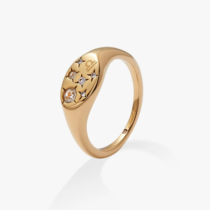 Libra Zodiac Ring by Alex and Ani in gold-tone with star motifs and clear crystal stones on Tampa Home & Garden Store