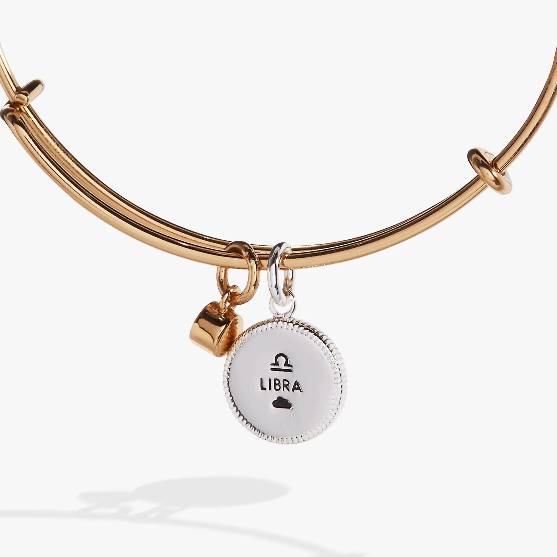 Libra Zodiac Charm Bangle in rose gold with white circular Libra charm on Tampa Home & Garden Store