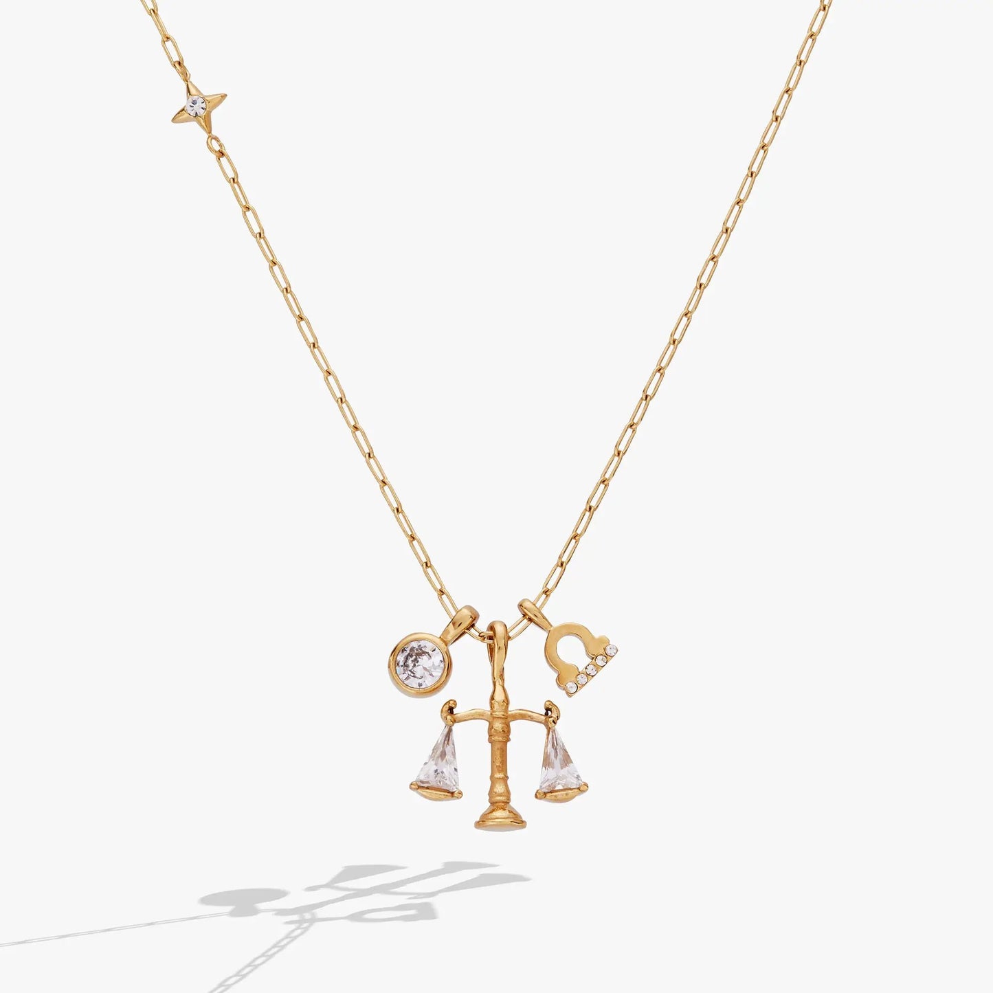 Libra Charm Cluster Necklace by ALEX AND ANI, gold-tone with crystal accents on Tampa Home & Garden Store
