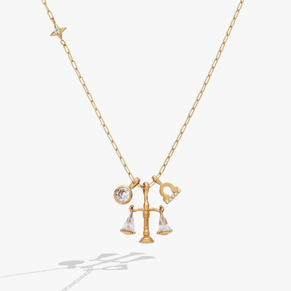 Libra Charm Cluster Necklace by ALEX AND ANI, gold-tone with crystal accents on Tampa Home & Garden Store