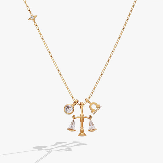 Libra Charm Cluster Necklace by ALEX AND ANI, gold-tone with crystal accents on Tampa Home & Garden Store