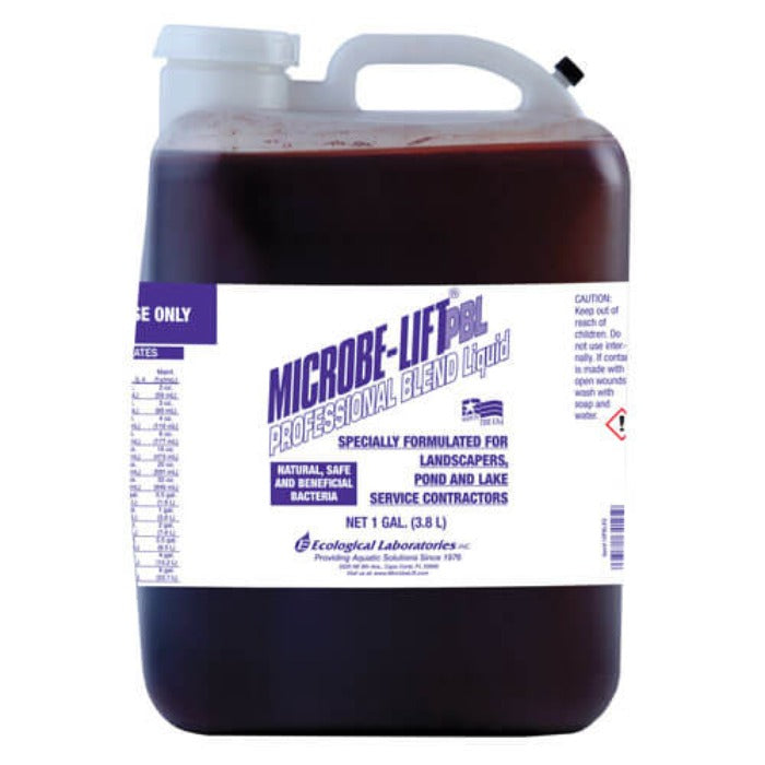 Microbe-Lift Pro-Blend Liquid gallon jug, dark purple liquid, Rivendell Distribution label on Tampa Home & Garden Store