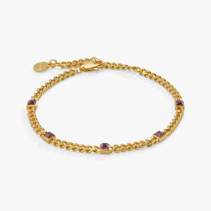 June Birthstone Light Amethyst curb chain bracelet by ALEX AND ANI, gold-tone on Tampa Home & Garden Store