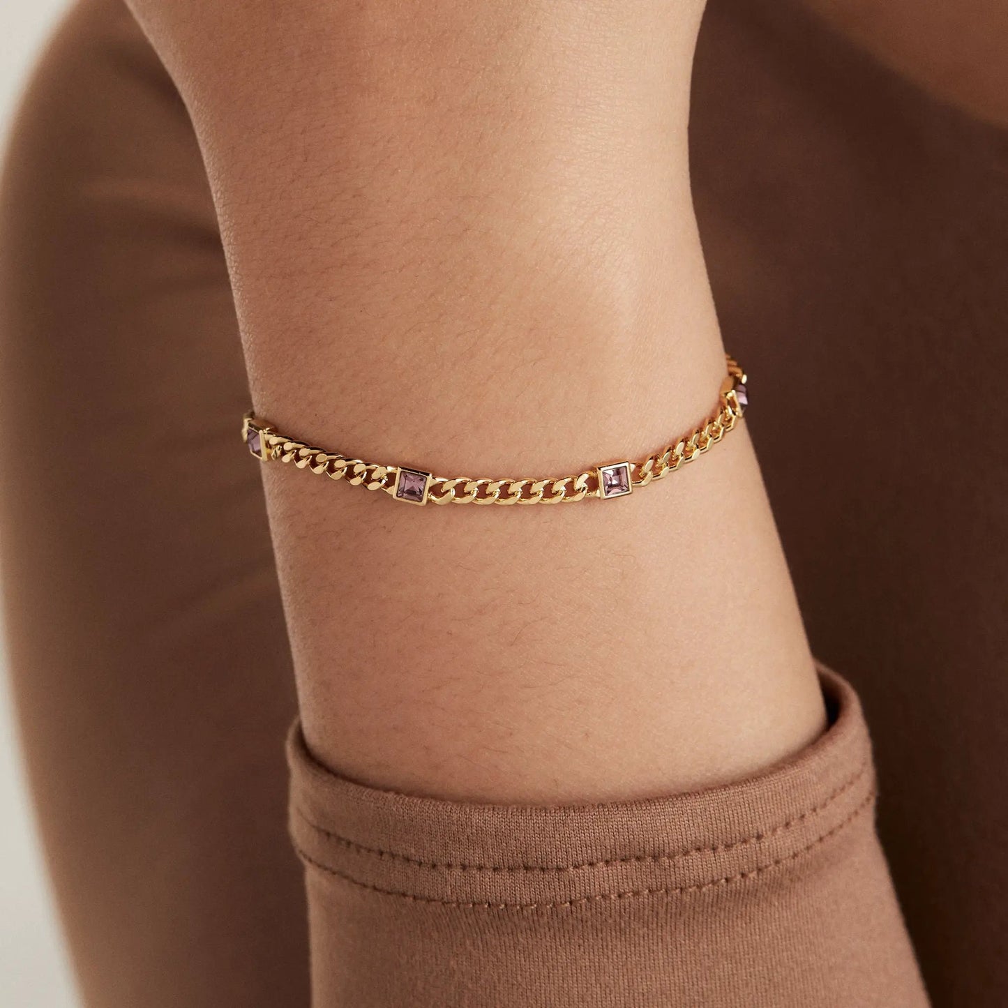 Bracelet June birthstone amethyst curb chain gold-tone by ALEX AND ANI on Tampa Home & Garden Store