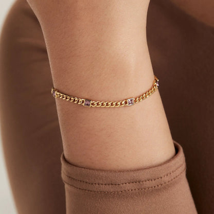 Bracelet June birthstone amethyst curb chain gold-tone by ALEX AND ANI on Tampa Home & Garden Store