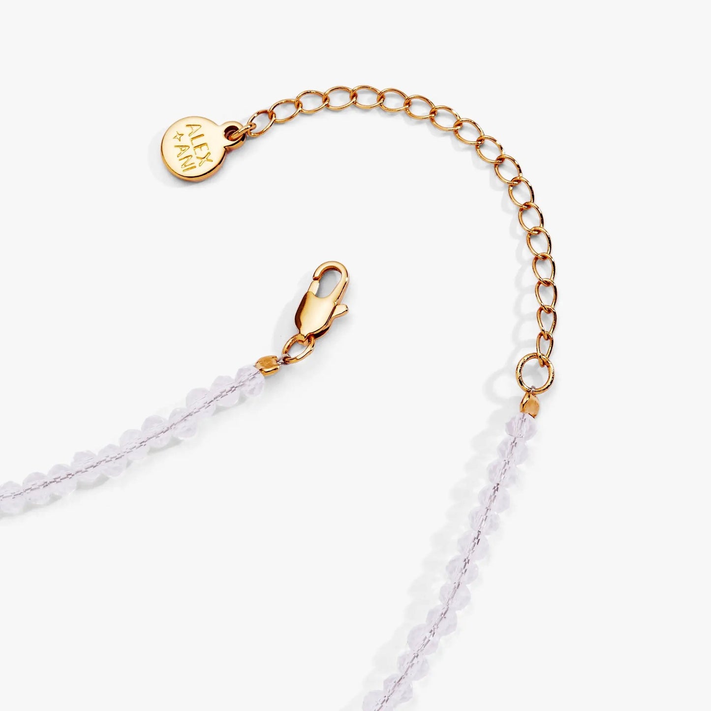 Christmas Light Bulb Necklace in rose-gold chain, ALEX AND ANI logo charm lavender beads on Tampa Home & Garden Store