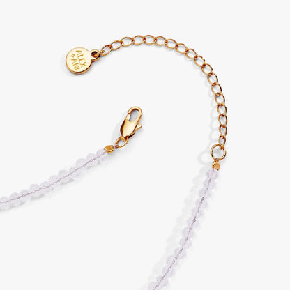 Christmas Light Bulb Necklace in rose-gold chain, ALEX AND ANI logo charm lavender beads on Tampa Home & Garden Store