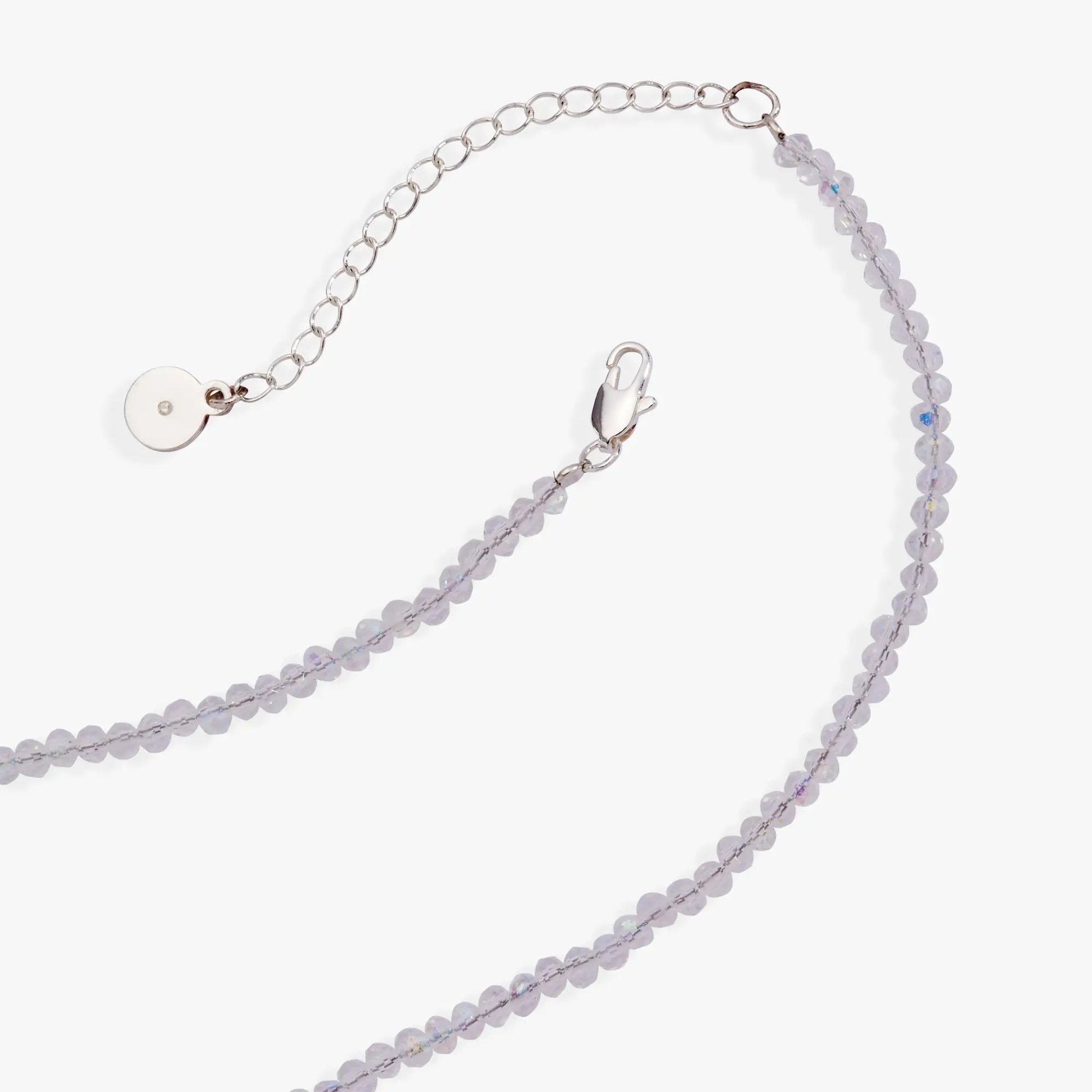 Christmas Muted Light Bulb Necklace with lavender faceted beads on a silver chain on Tampa Home & Garden Store