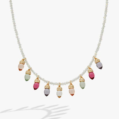Christmas Muted Light Bulb Necklace by ALEX AND ANI with pastel bulb drops and crystal caps on Tampa Home & Garden Store
