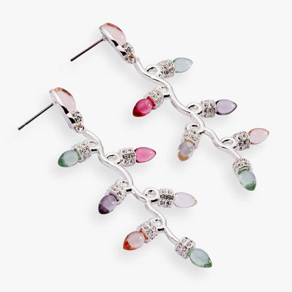 Christmas Muted Light Bulb Earrings With Crystals