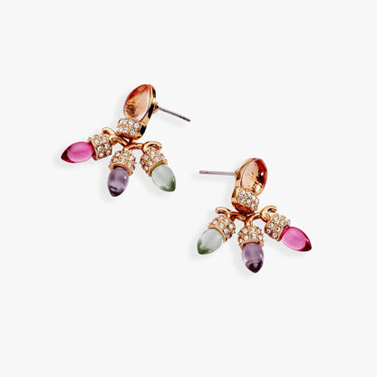 Christmas Muted Light Bulb Jacket Earrings, rose gold-tone with crystal pavé and beads on Tampa Home & Garden Store