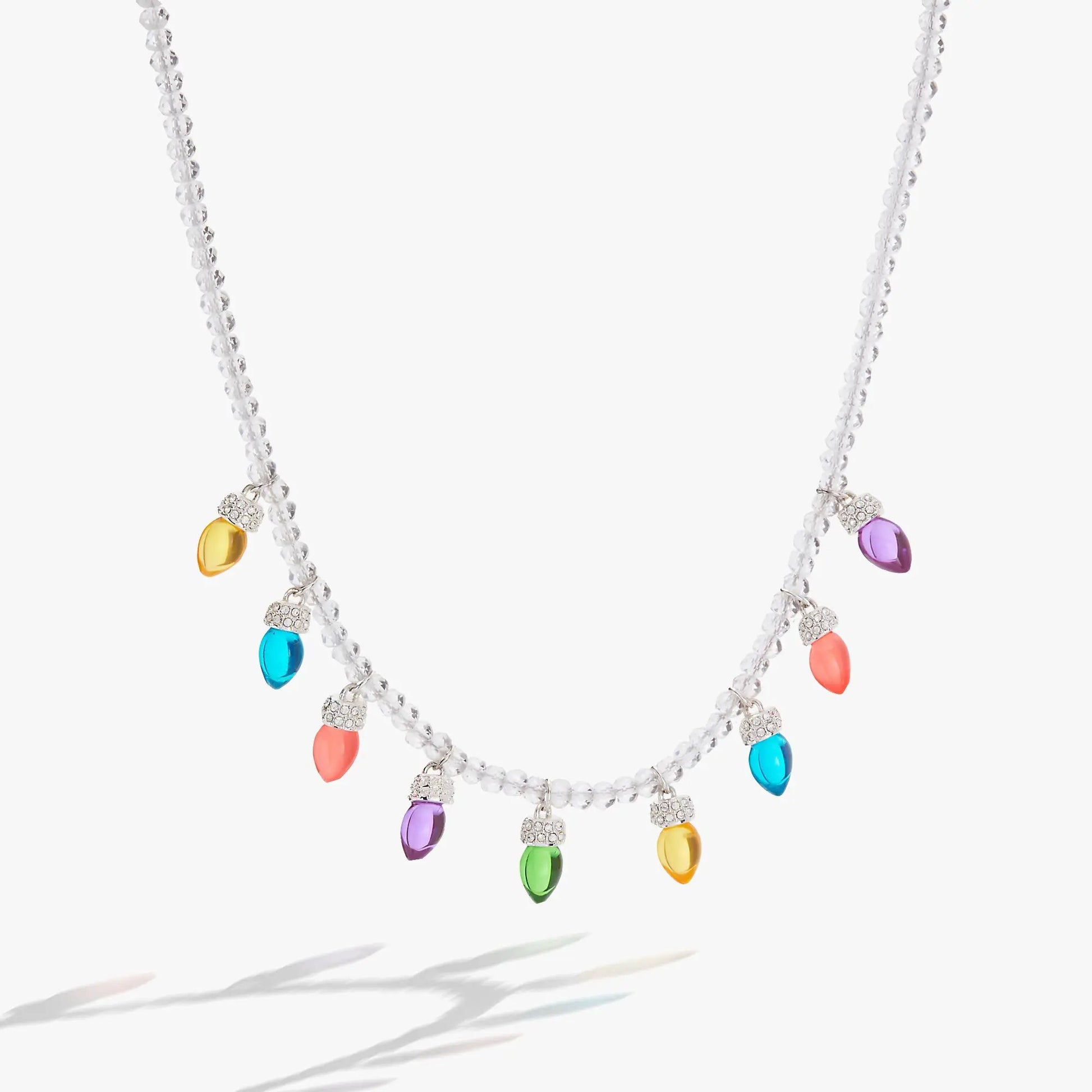 Christmas Light Bulb Necklace by ALEX AND ANI with crystal beads and colorful bulb charms on Tampa Home & Garden Store