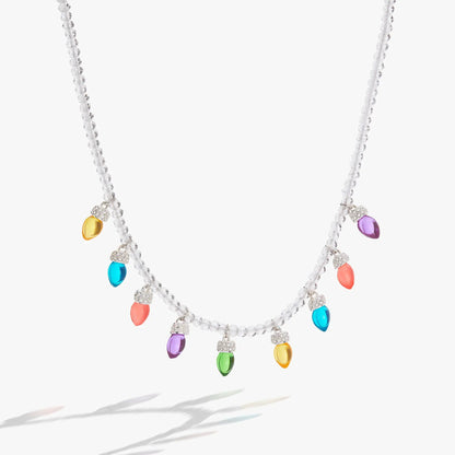 Christmas Light Bulb Necklace by ALEX AND ANI with crystal beads and colorful bulb charms on Tampa Home & Garden Store