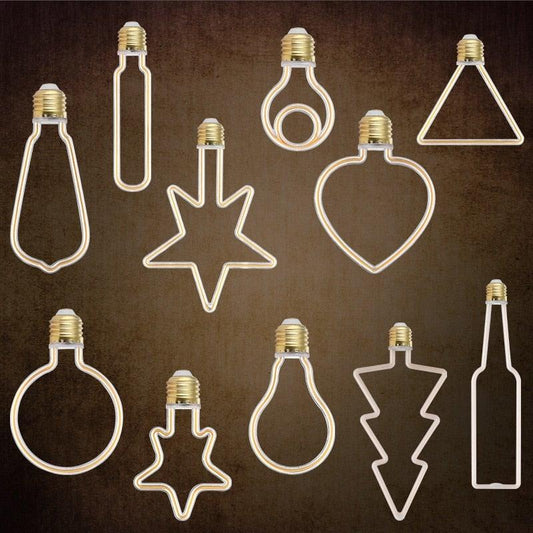 Stevvex ST50DE2891XYW neon light bulb shapes set of assorted silhouettes, warm white glow on Tampa Home & Garden Store
