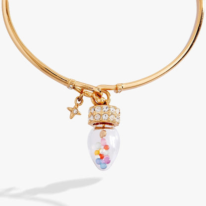 ALEX AND ANI Christmas Light Bulb Shaker Cuff bracelet with crystals and bead bulb charm on Tampa Home & Garden Store