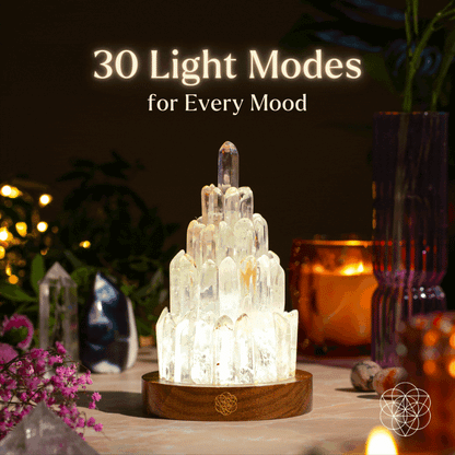 La lampe tour de manifestation en quartz clair