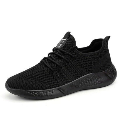 Stevvex men's black mesh running sneaker, breathable upper, lace-up, non-slip outsole on Tampa Home & Garden Store