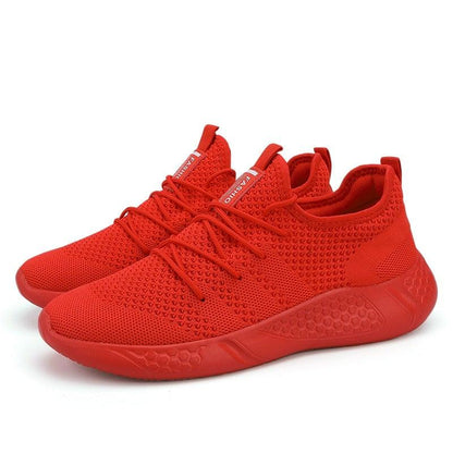 Sneakers Stevvex red breathable mesh pair for light running and daily walking on Tampa Home & Garden Store