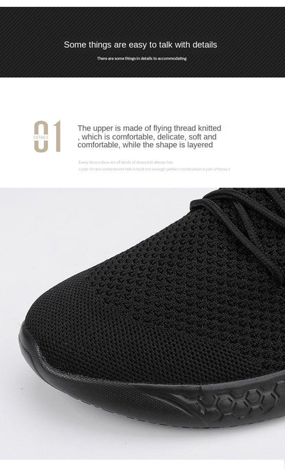 Stevvex black mesh sneakers, breathable knit upper, non-slip outsole on Tampa Home & Garden Store