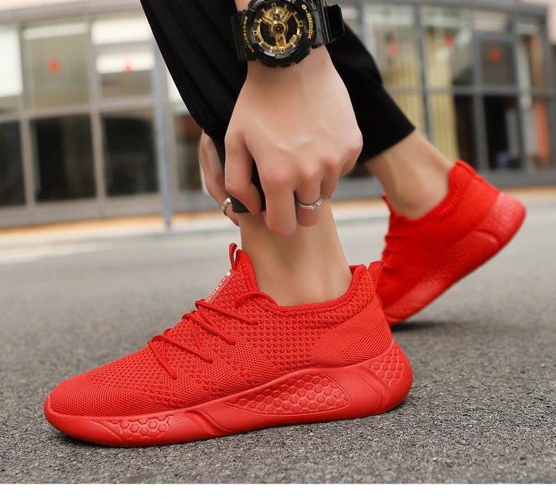 Men's red breathable mesh sneakers pair Stevvex ST85SH2133EVU with non-slip sole on Tampa Home & Garden Store