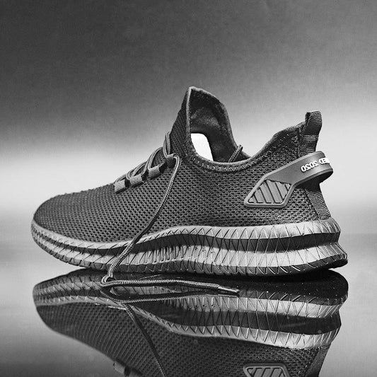 Stevvex men's mesh running sneaker, black breathable upper, cushioned wear-resistant sole on Tampa Home & Garden Store