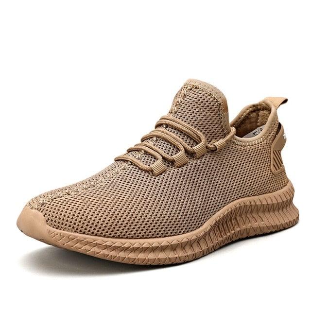 Light running casual men's sneaker Stevvex tan mesh upper breathable outdoor walking on Tampa Home & Garden Store