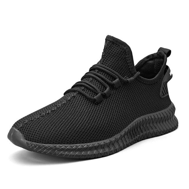 Stevvex men's black mesh running sneaker with breathable knit upper and non-slip rugged outsole on Tampa Home & Garden Store