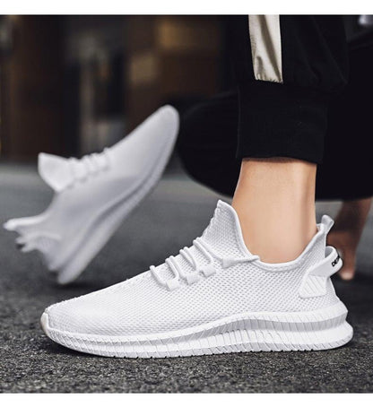 Stevvex men's white mesh running sneakers lightweight breathable casual shoe on Tampa Home & Garden Store