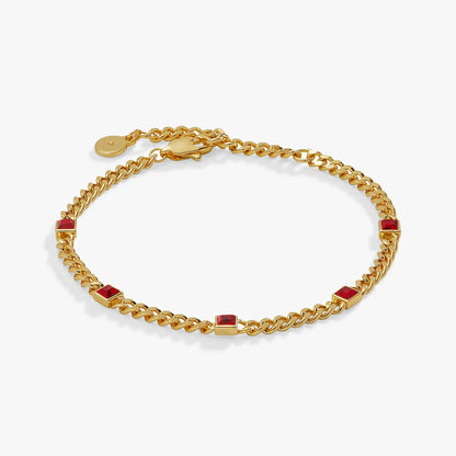 July Birthstone Ruby Curb Chain Bracelet for Women