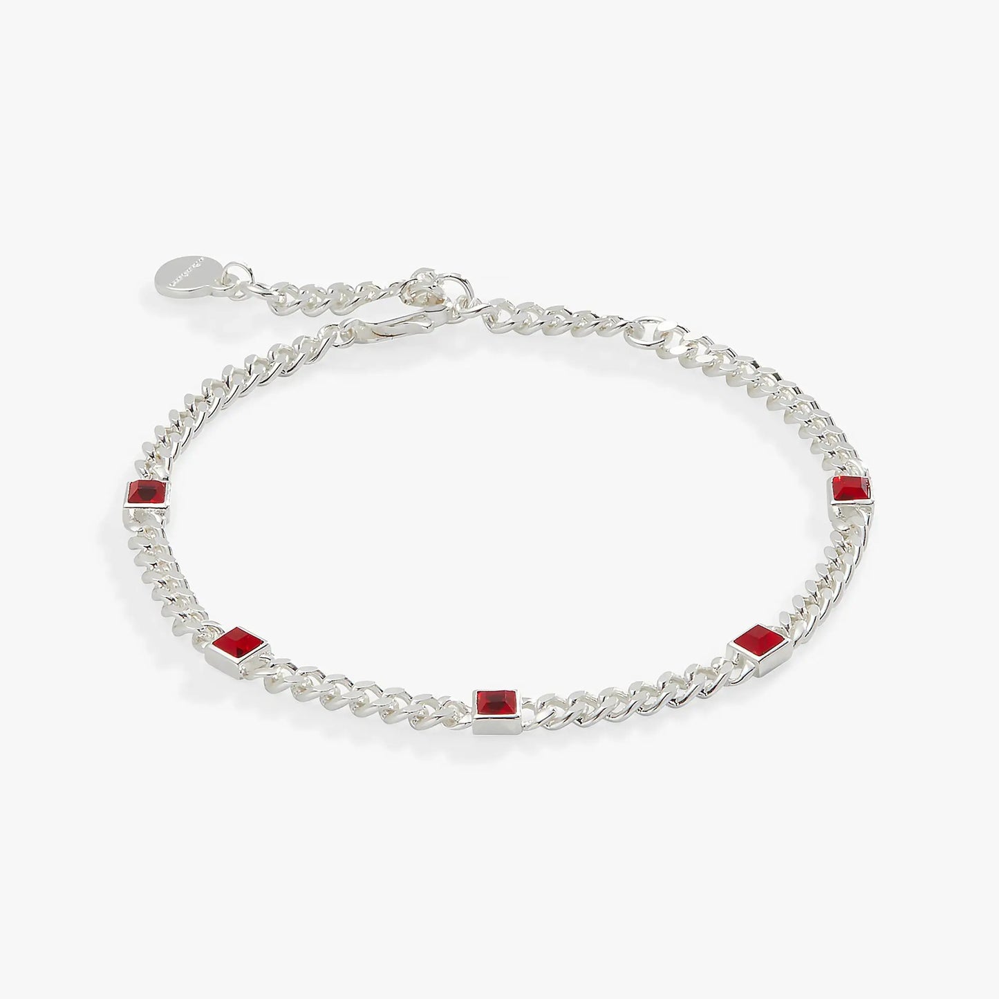 July Birthstone Ruby Curb Chain Bracelet for Women