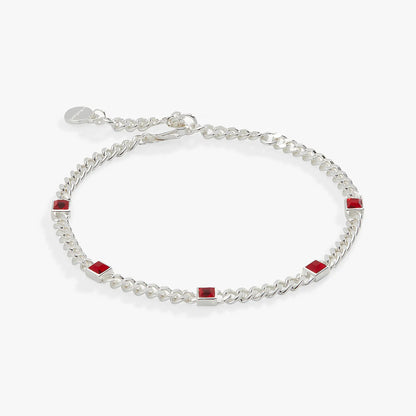 July Birthstone Ruby Curb Chain Bracelet for Women