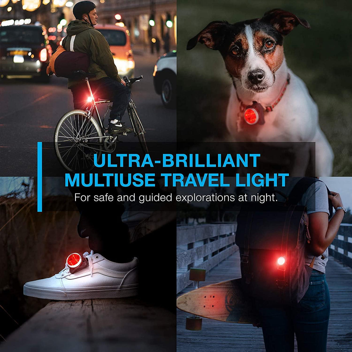 Lightweight USB bike light set with front headlight and rear taillight, 4 modes, 650mAh battery on Tampa Home & Garden Store