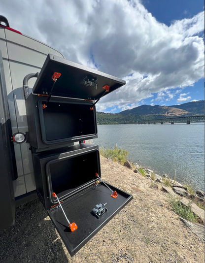 Avatar Offroad Deka Box dual rear boxes, black with orange latches on Tampa Home & Garden Store