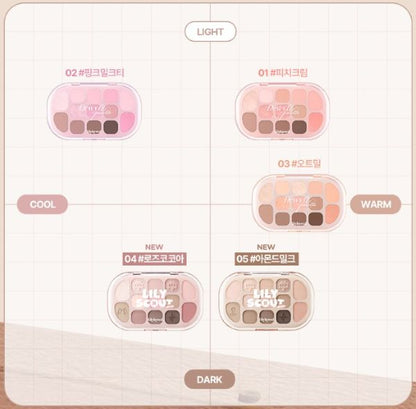 lilybyred Dewy Fit Palette face blush by Seoulia, five pink peach nude palettes on grid on Tampa Home & Garden Store