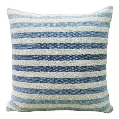 Vibhsa 100% cotton ombre textured stripe throw pillow in blue and cream stripes on Tampa Home & Garden Store
