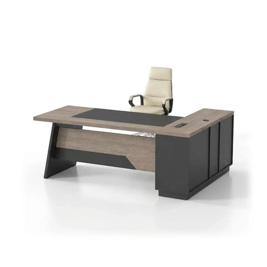Modern L Shaped Mahogany Desk and Storage Cabinet