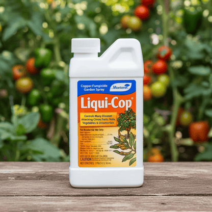 Liqui-Cop Concentrate pint copper fungicide bottle white plastic Grow Organic garden spray on Tampa Home & Garden Store