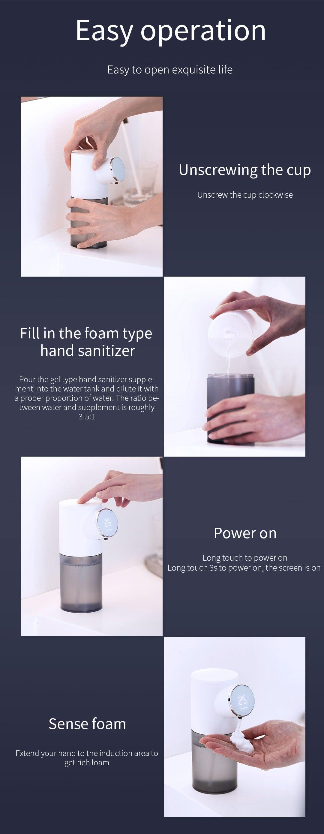 Automatic foaming soap dispenser by Stevvex with display and touchless sensor on Tampa Home & Garden Store