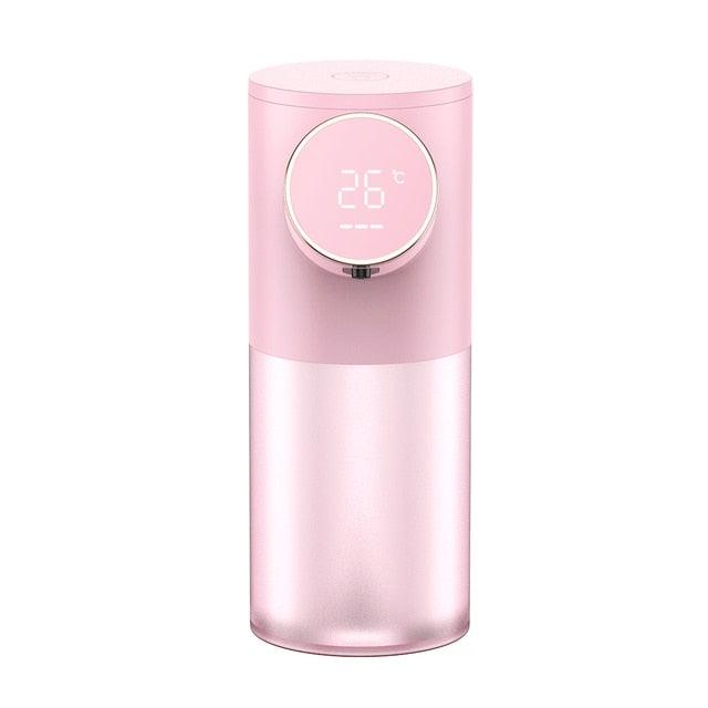 Foaming soap dispenser Stevvex pink USB rechargeable with temperature display on Tampa Home & Garden Store