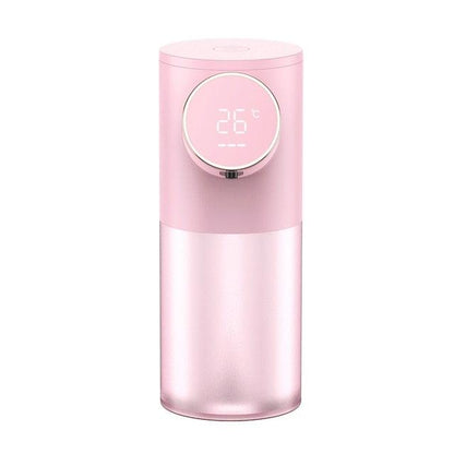 Foaming soap dispenser Stevvex pink USB rechargeable with temperature display on Tampa Home & Garden Store