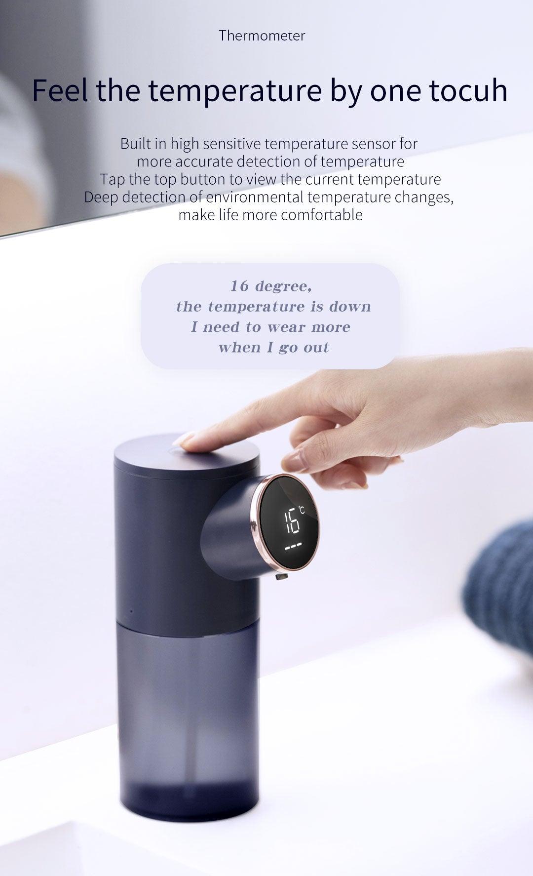 Stevvex automatic liquid soap dispenser with temperature display, USB rechargeable, black on Tampa Home & Garden Store
