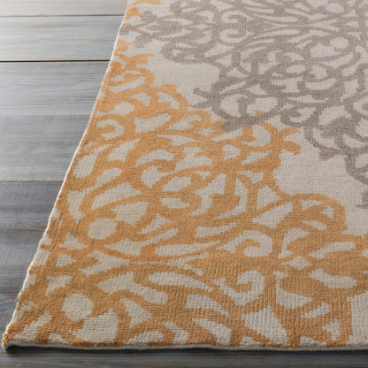 Lisle Wool Area Rug beige and orange motif Boutique Rugs on Tampa Home & Garden Store