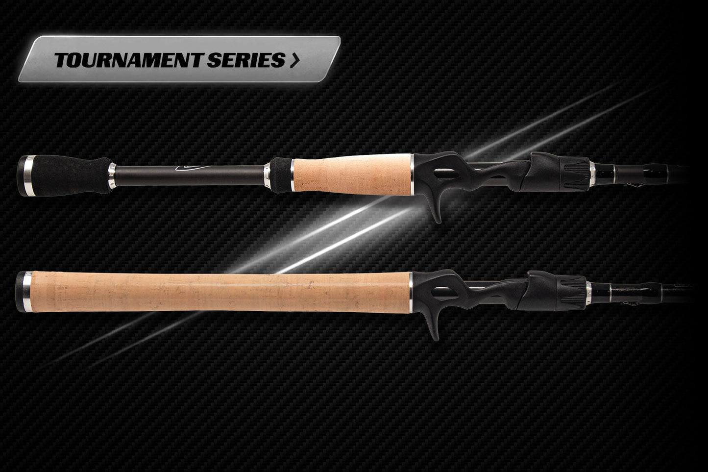 Lithium Pro Series rods by Denali with cork handles and black reel seats, dual-rod setup on Tampa Home & Garden Store