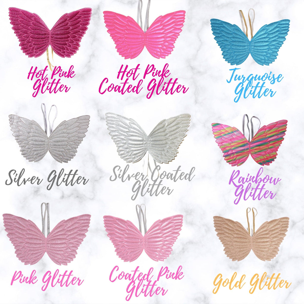 Little Girl Costume Glitter Fairy Wings set with glitter butterfly wings in assorted colors on Tampa Home & Garden Store