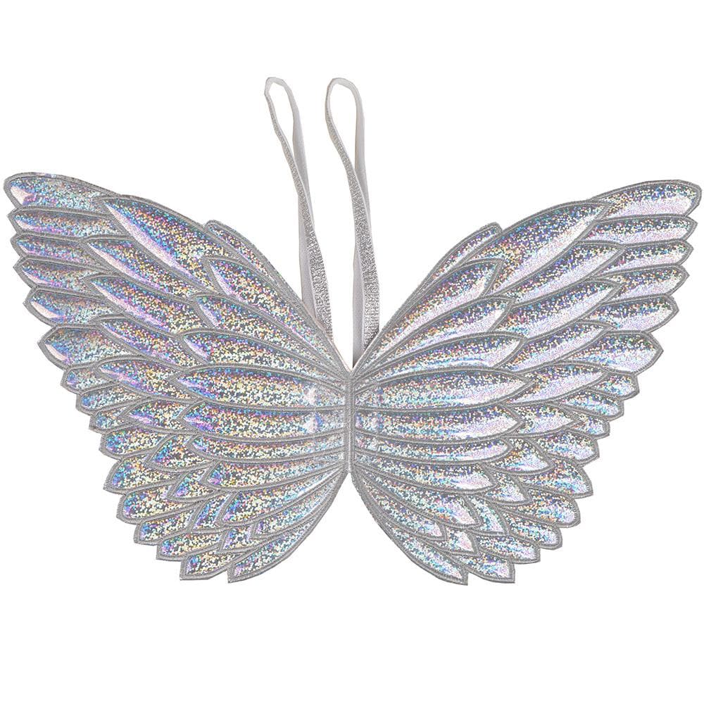 Little girl glitter wings in silver holographic glitter with dual straps on Tampa Home & Garden Store